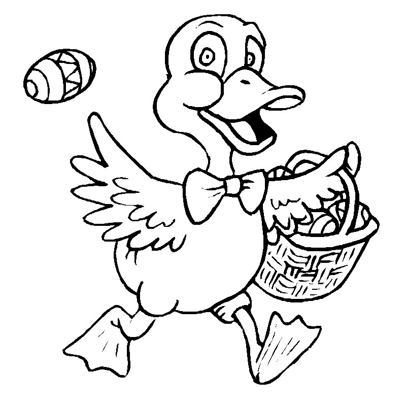 coloriage canard de paques et ses oeufs